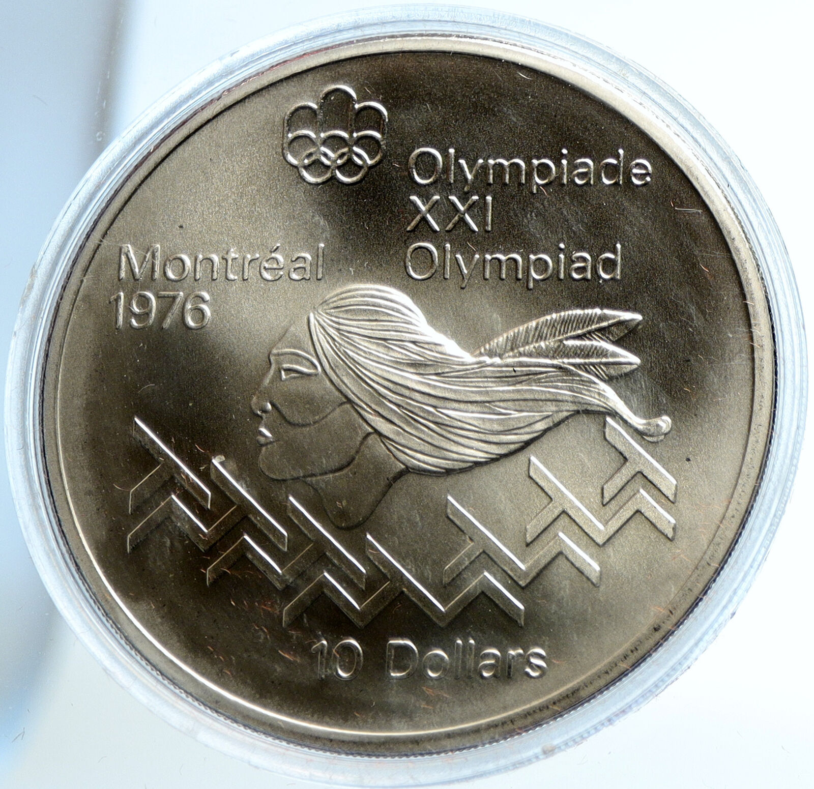 1975 CANADA Elizabeth II Olympics Montreal Men HURDLES BU Silver 10 Coin i103763