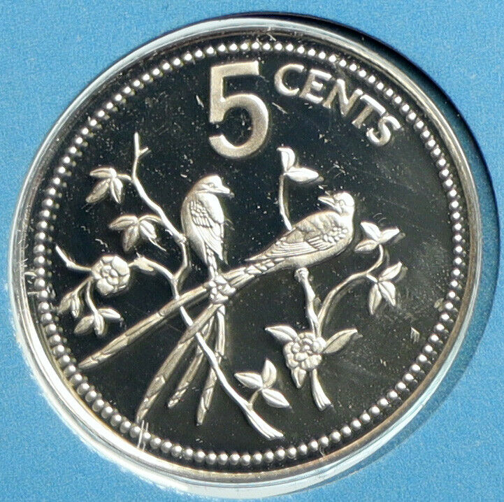 1976 BELIZE Avifauna FORK TAILED FLYCATCHER BIRD Proof Silver 5Cent Coin i103208