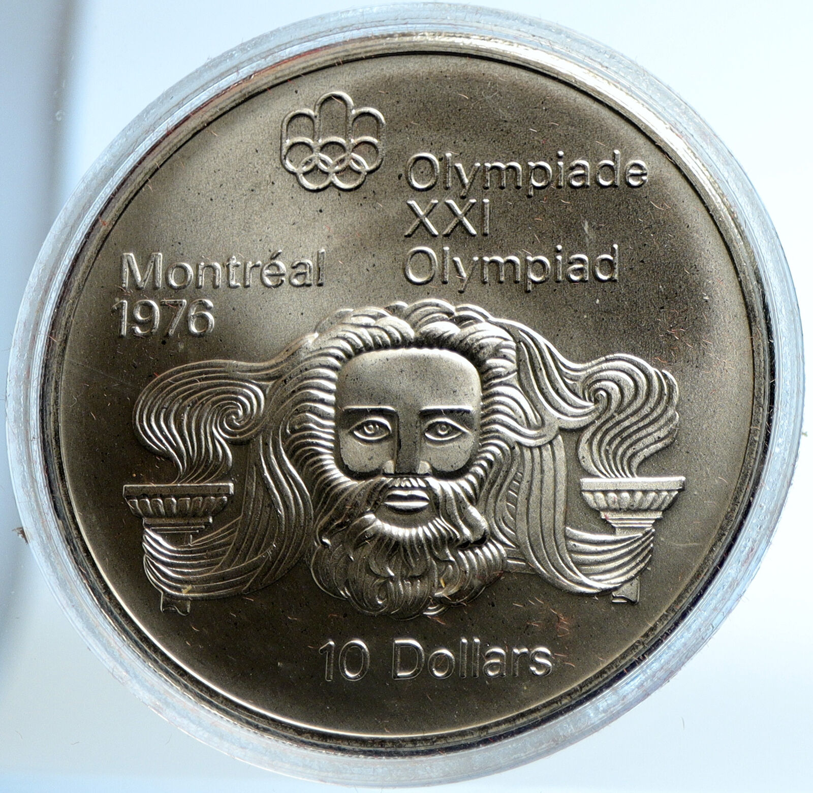 1974 CANADA Elizabeth II Olympics Montreal ZEUS Old BU Silver $10 Coin i103768