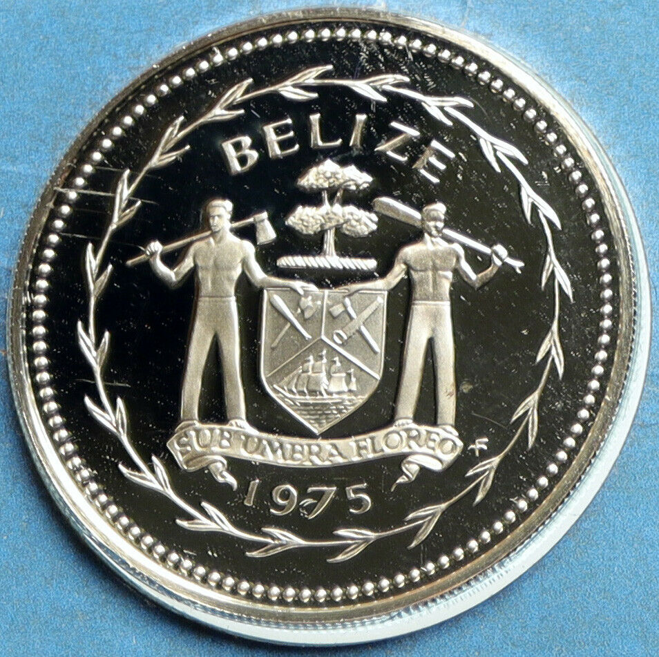 1975 BELIZE Avifauna FRIGATE BIRDS Old VINTAGE Proof Silver 50 Cent Coin i103207