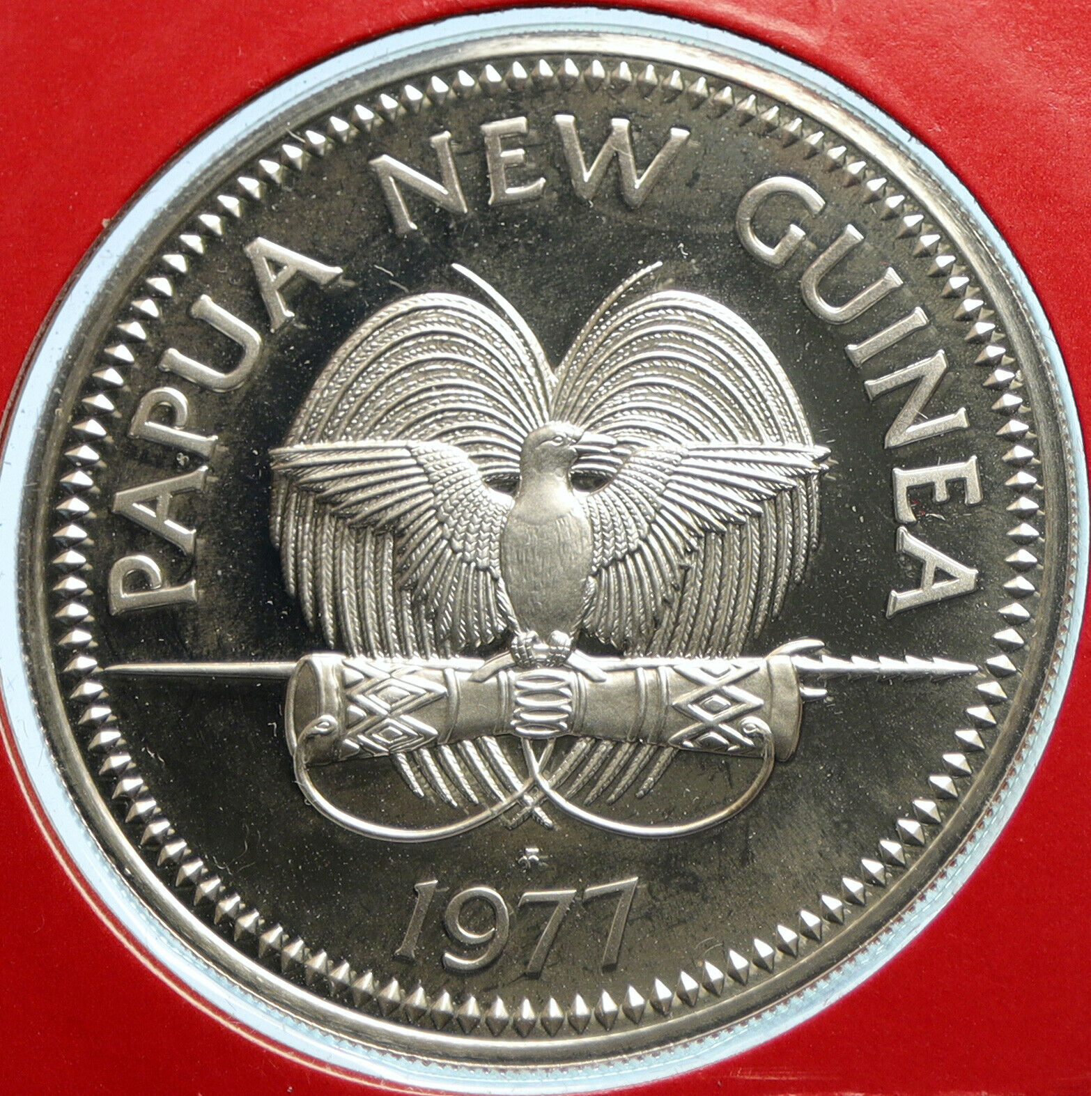 1977 PAPUA NEW GUINEA Exotic Bird JUBILEE Old Proof Silver 10 Kina Coin i104035