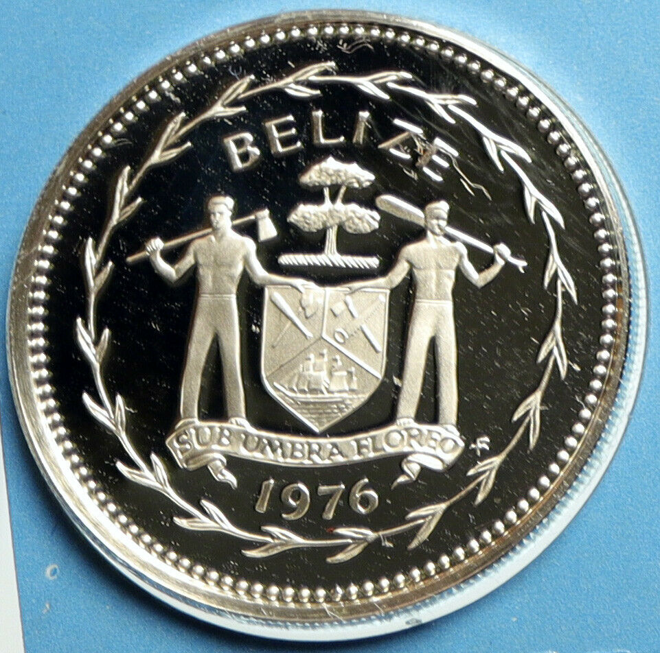 1976 BELIZE Avifauna FRIGATE BIRDS Old VINTAGE Proof Silver 50 Cent Coin i103210