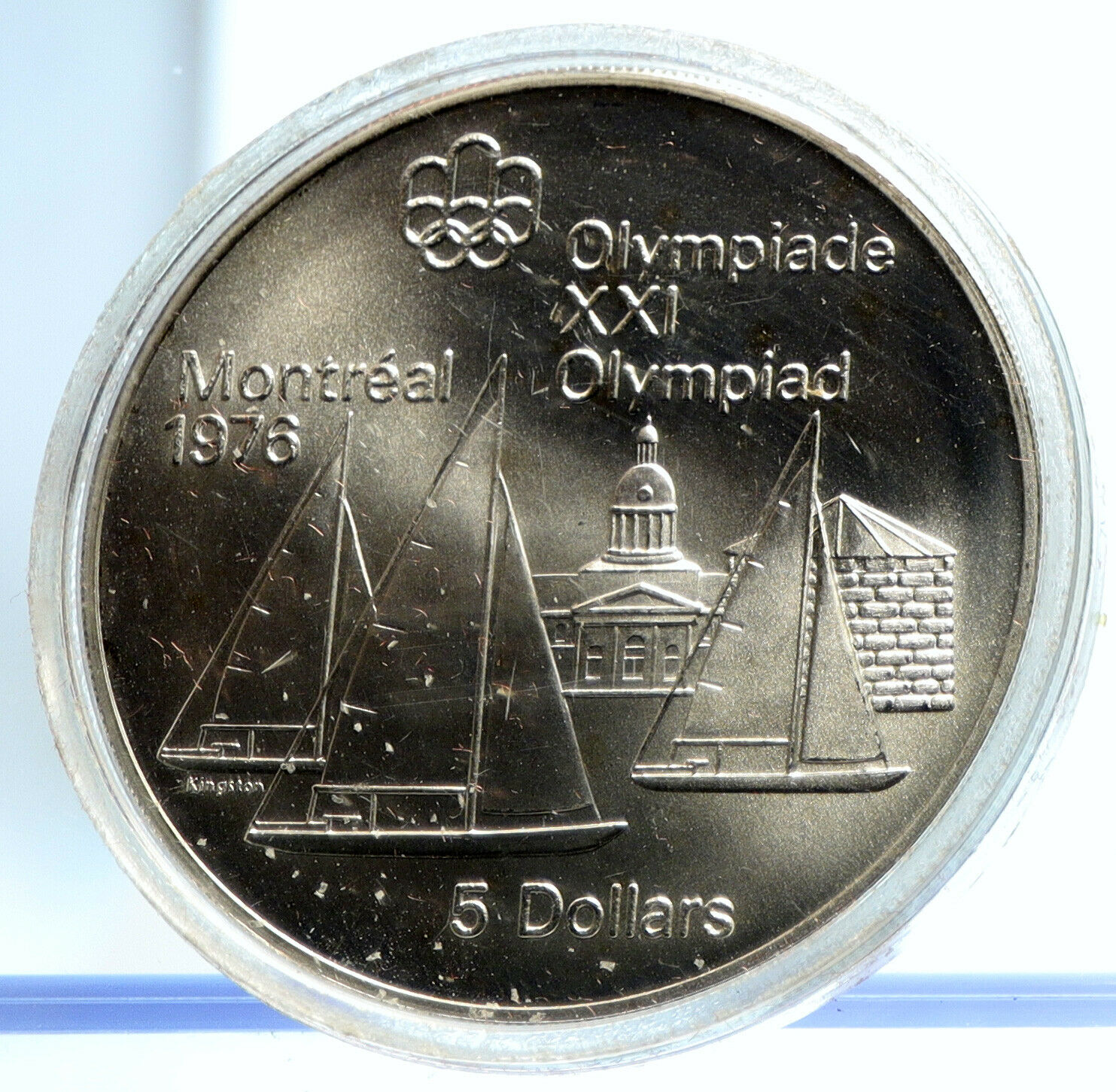 1973 CANADA UK Elizabeth II Olympics Montreal Sailing BU Silver 5 Coin i103783