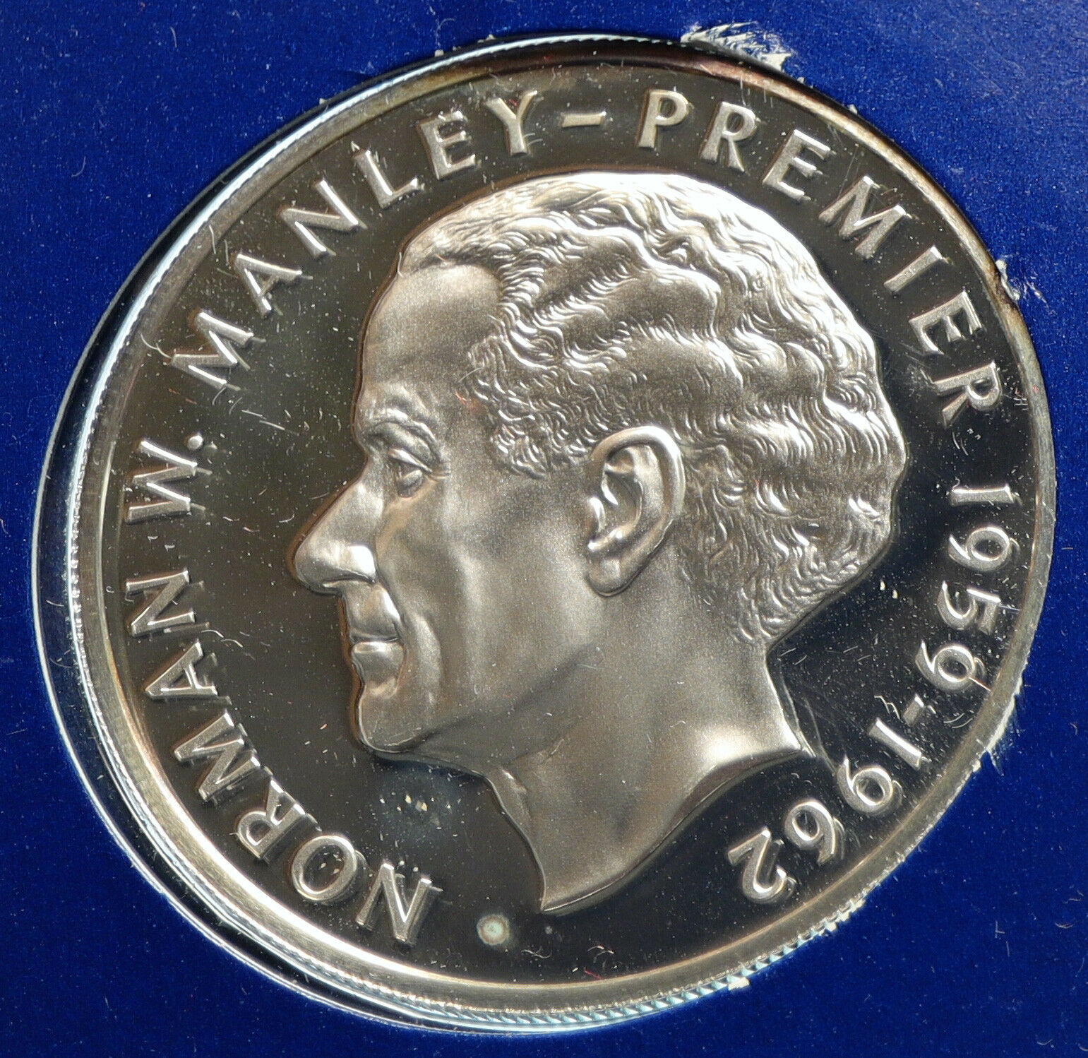 1975 JAMAICA Premier Norman W Manley VINTAGE OLD Proof Silver $5 Coin i103789