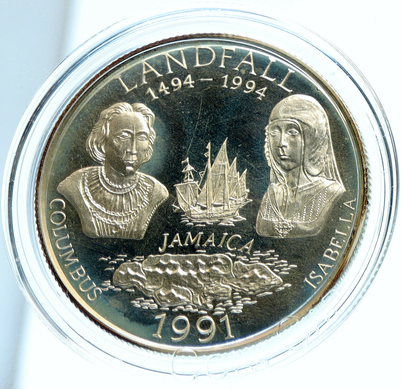 1991 JAMAICA Discovery NEW WORLD Landfall Columbus PROOF Silver $25 Coin i104017