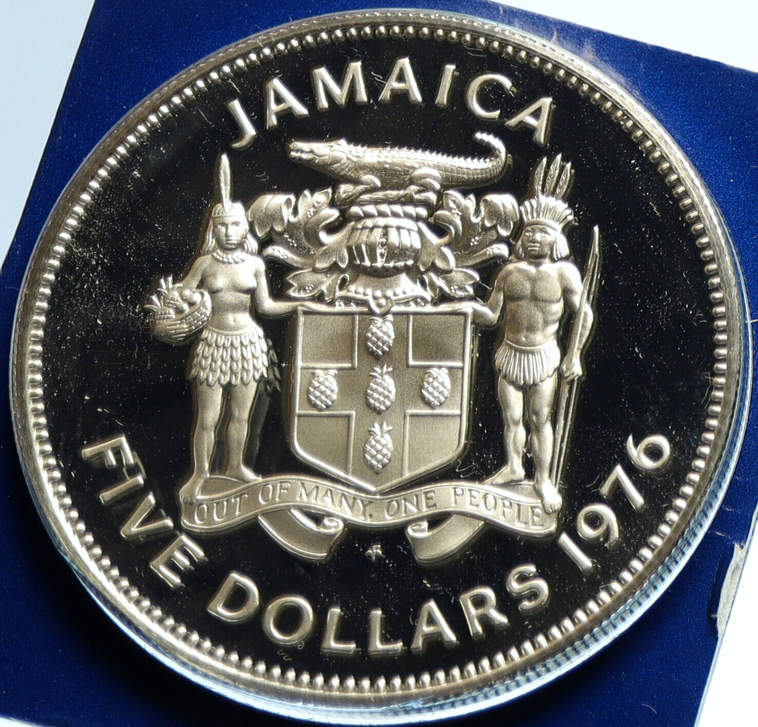 1976 JAMAICA HUGE Premier Norman W Manley OLD Proof Silver 5 Dollar Coin i104018