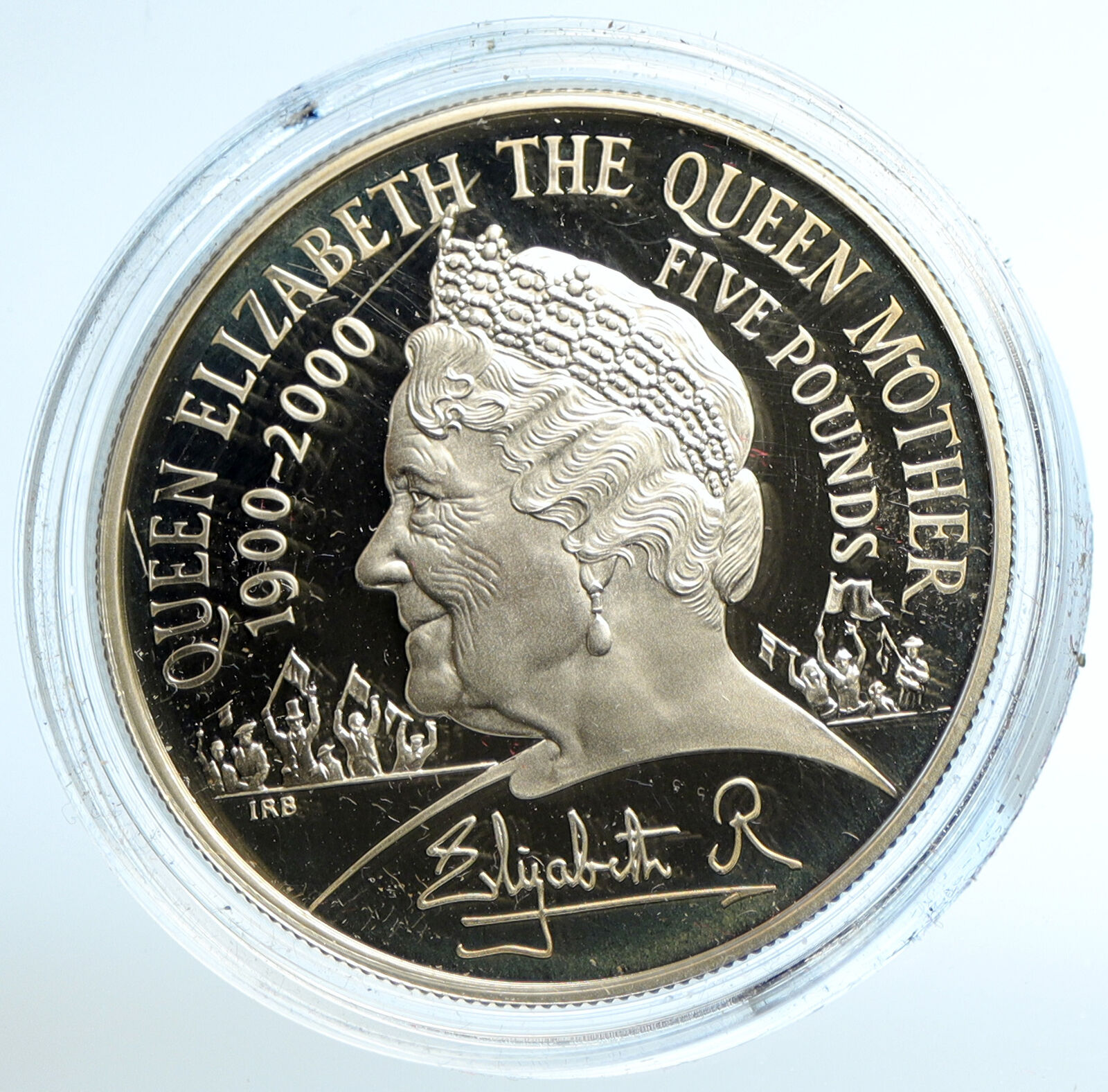 2000 GREAT BRITAIN Queen Mother Elizabeth II PROOF SILVER 5 Pound Coin i103493