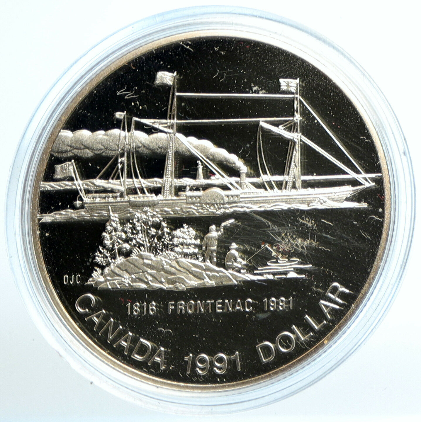 1991 CANADA Elizabeth II STEAM SHIP FRONTENAC 1816 Proof Silver $1 Coin i103498