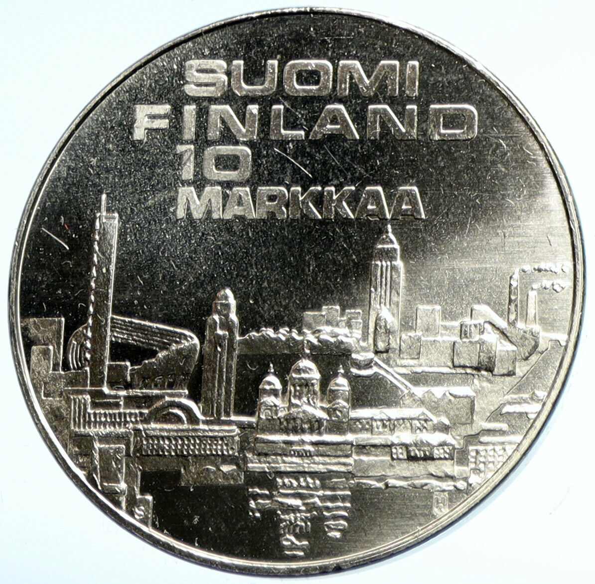 1971 FINLAND European Athletic Games TRACK OLD Silver 10 Markkaa Coin i102948