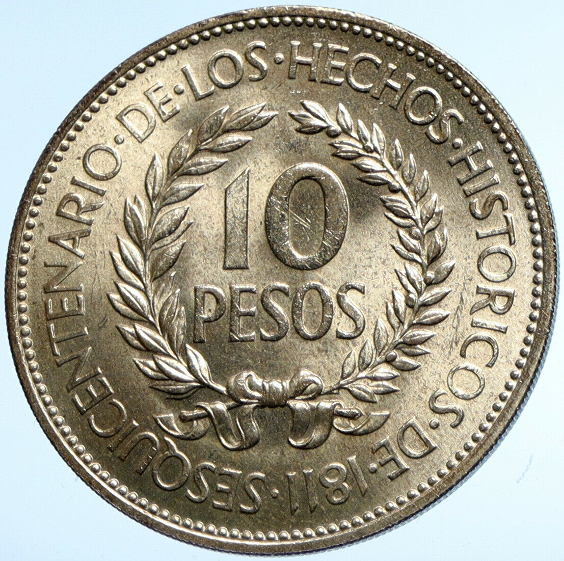 1961 URUGUAY w El Caucho Hero Against Spain ANTIQUE Silver 10 Pesos Coin i102949