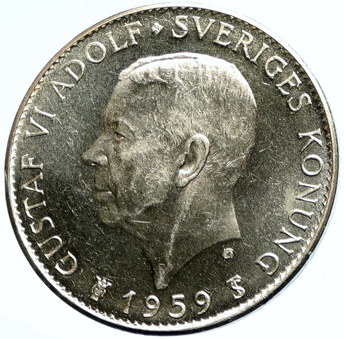 1959 SWEDEN King GUSTAV VI ADOLF CONSTITUTION Sign Silver 5 Kronor Coin i102951