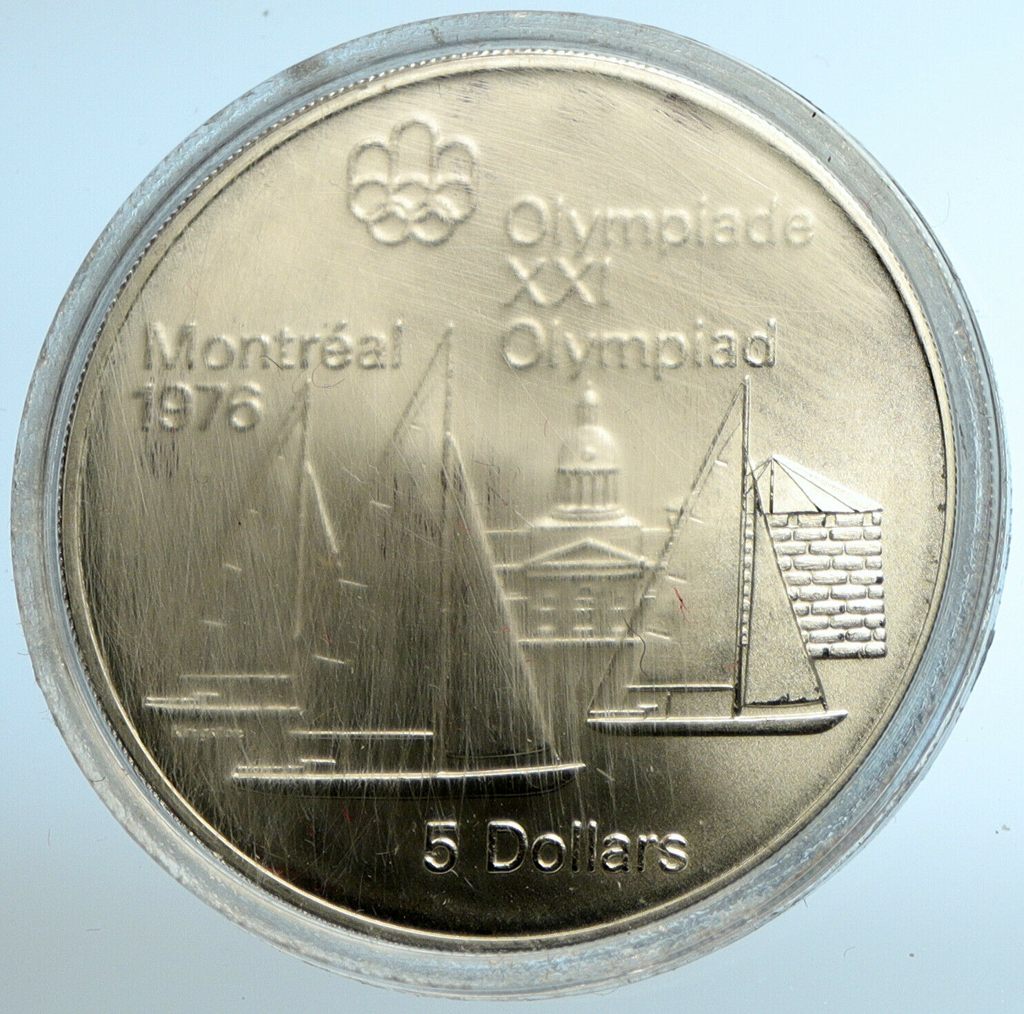 1973 CANADA UK Elizabeth II Olympics Montreal Sailing BU Silver 5 Coin i103495