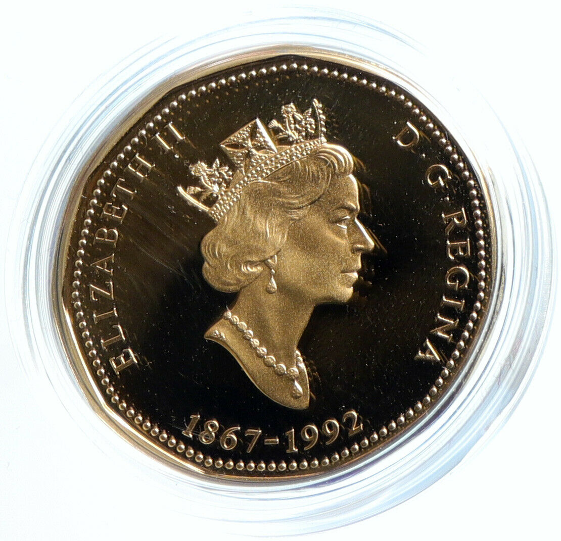 1992 CANADA Parliament Queen Elizabeth II Proof VINTAGE Gilt Dollar Coin i103953