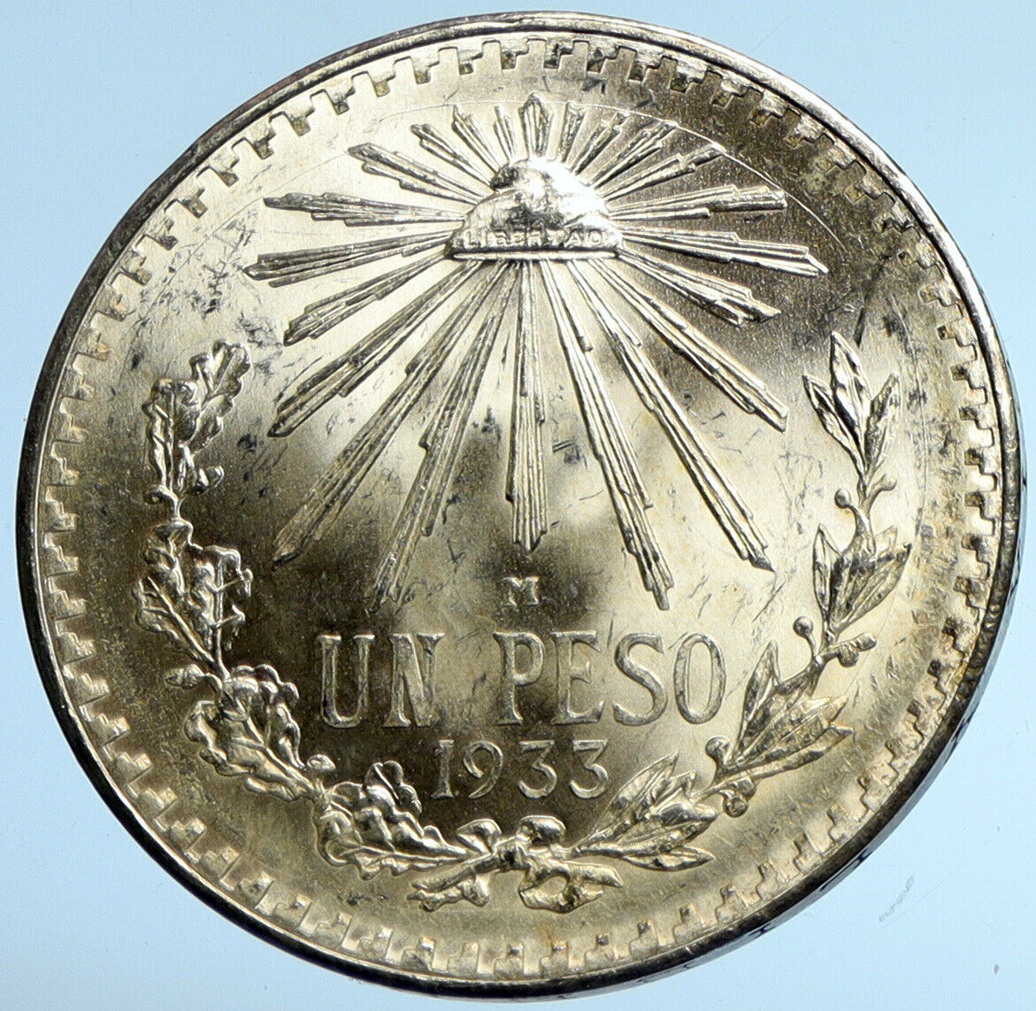 1933 Mo MEXICO Large Eagle Liberty Cap Mexican Antique Silver Peso Coin i102952