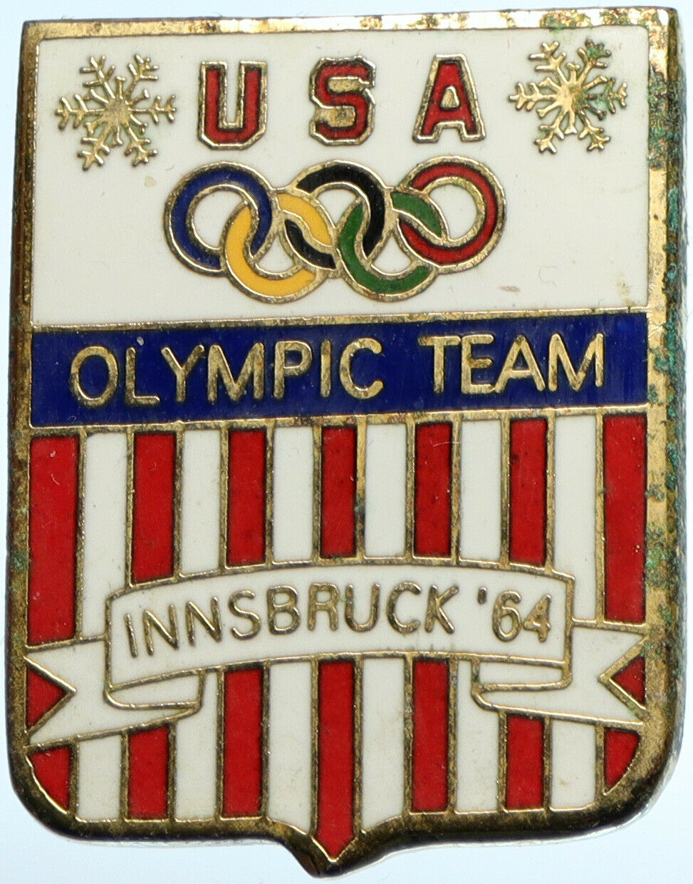 1964 USA TEAM Austrian Winter Olympics INNSBRUCK VINTAGE Old Badge Medal i102956