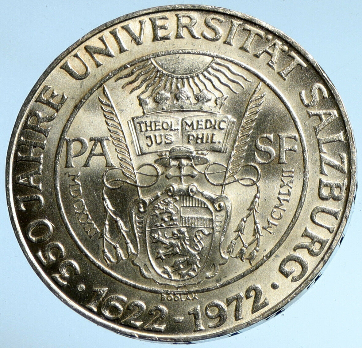 1972 AUSTRIA Seal of Salzburg University VINTAGE Silver 50 Shilling Coin i102936