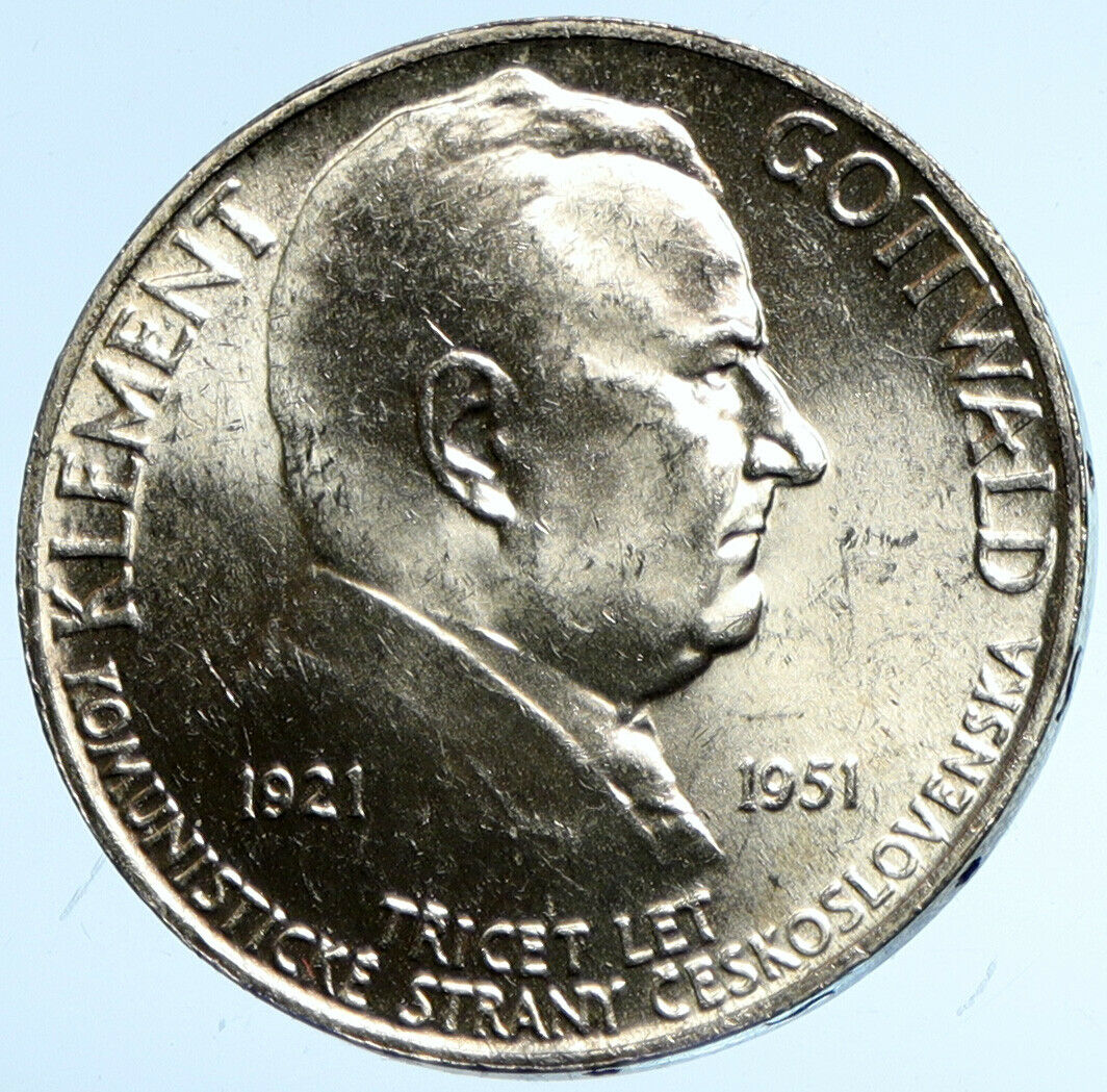 1951 CZECH REPUBLIC Czechoslovakia KLEMENT GOTTWALD Silver 100 Kr Coin i102946