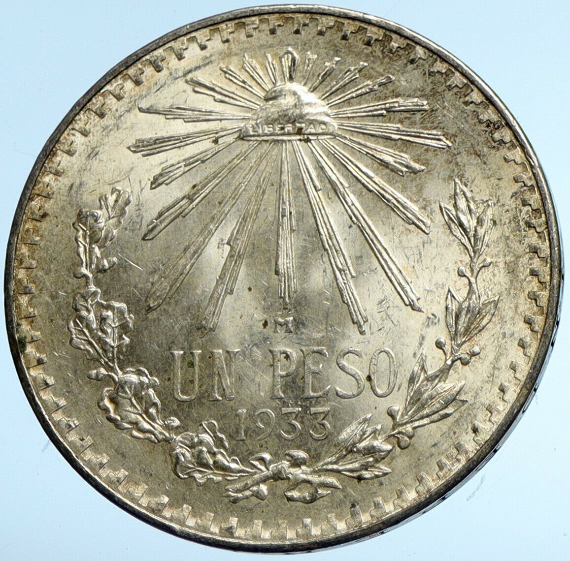 1933 Mo MEXICO Large Eagle Liberty Cap Mexican Antique Silver Peso Coin i102941