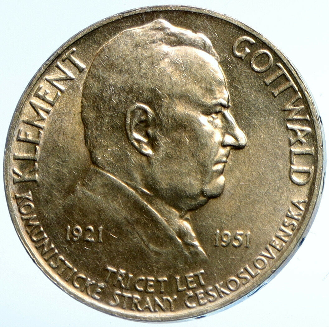 1951 CZECH REPUBLIC Czechoslovakia KLEMENT GOTTWALD Silver 100 Kr Coin i102965