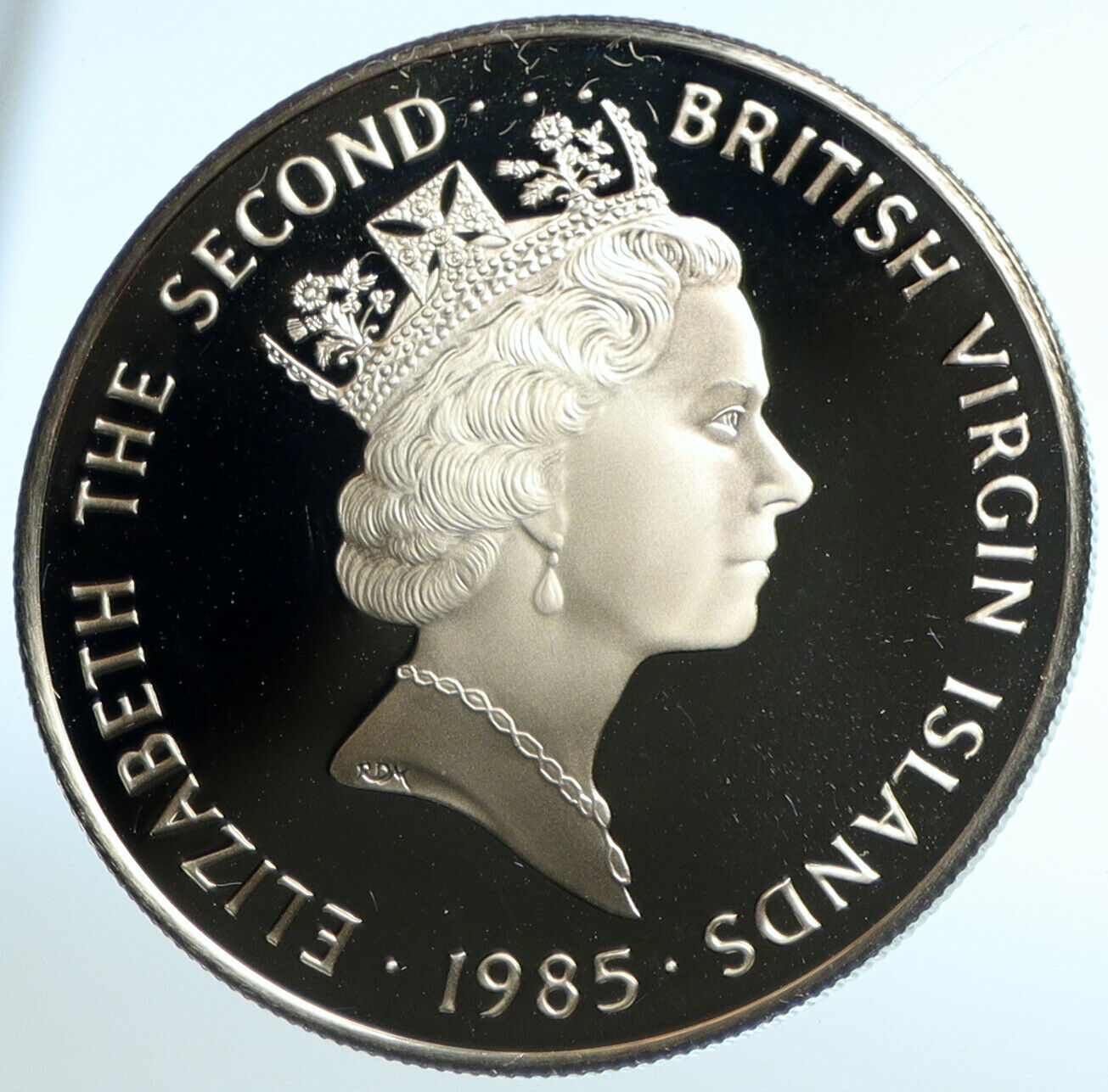 1985 British Virgin Islands Ship Treasure Ring OLD Proof Silver $20 Coin i102979