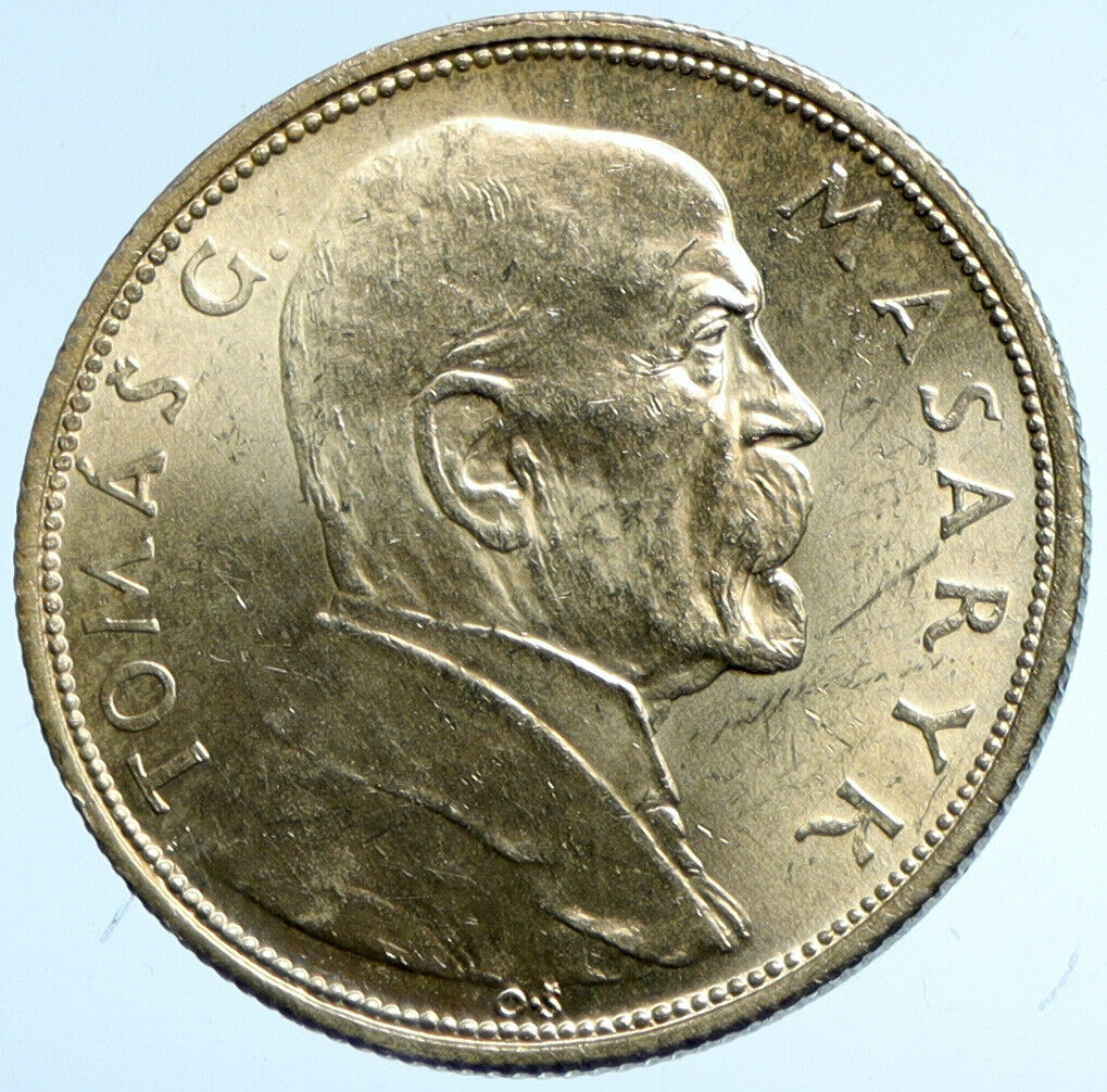 1928 CZECHOSLOVAKIA President Masaryk ANTIQUE Proof Silver 10 Korun Coin i102970