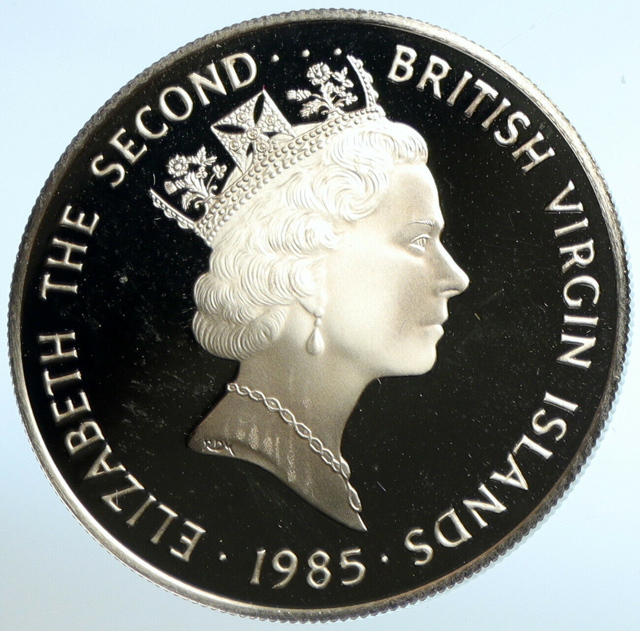 1985 British Virgin Islands TREASURE Ancient Coin Proof Silver $20 Coin i102980