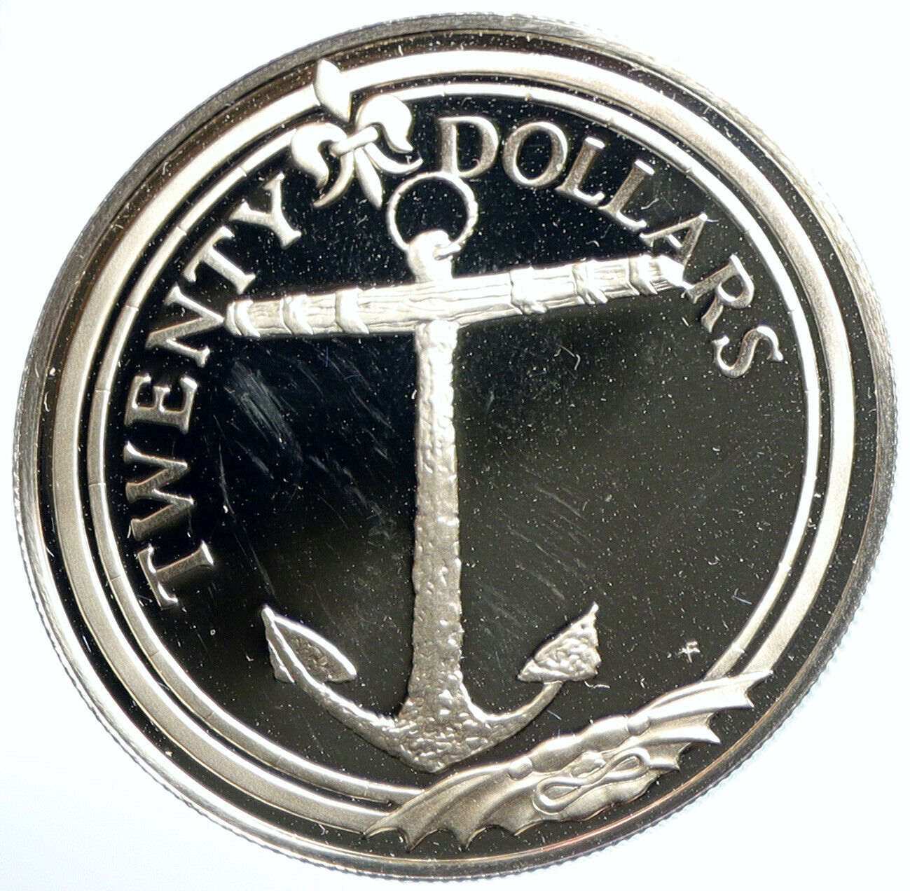 1985 British Virgin Islands TREASURE Sea Anchor Proof Silver $20 Coin i102981