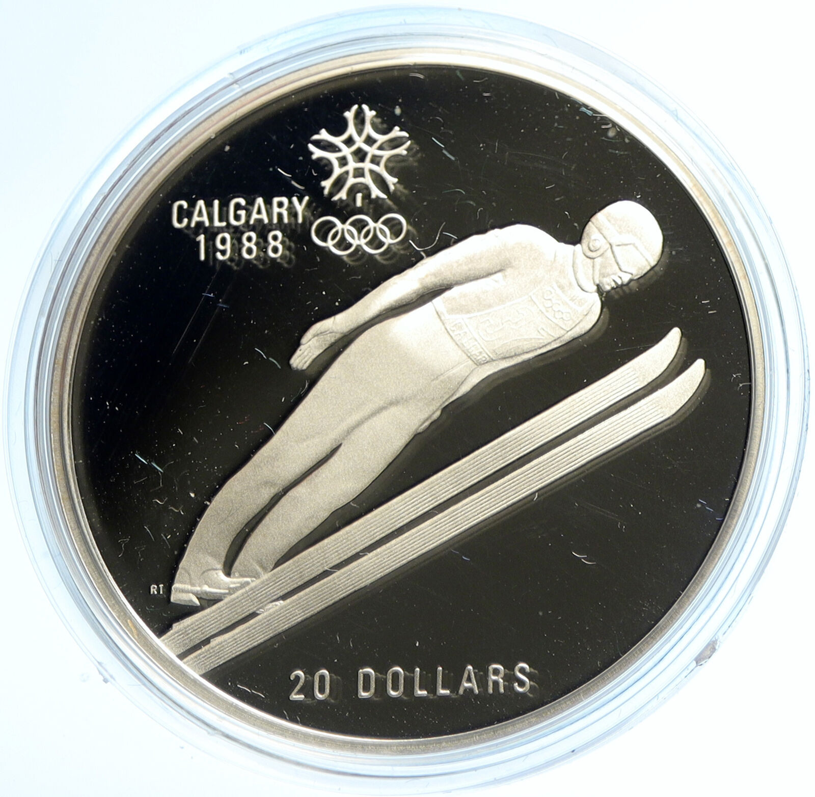 1987 CANADA 1988 CALGARY OLYMPICS Ski Jumping OLD Proof Silver $20 Coin i103568