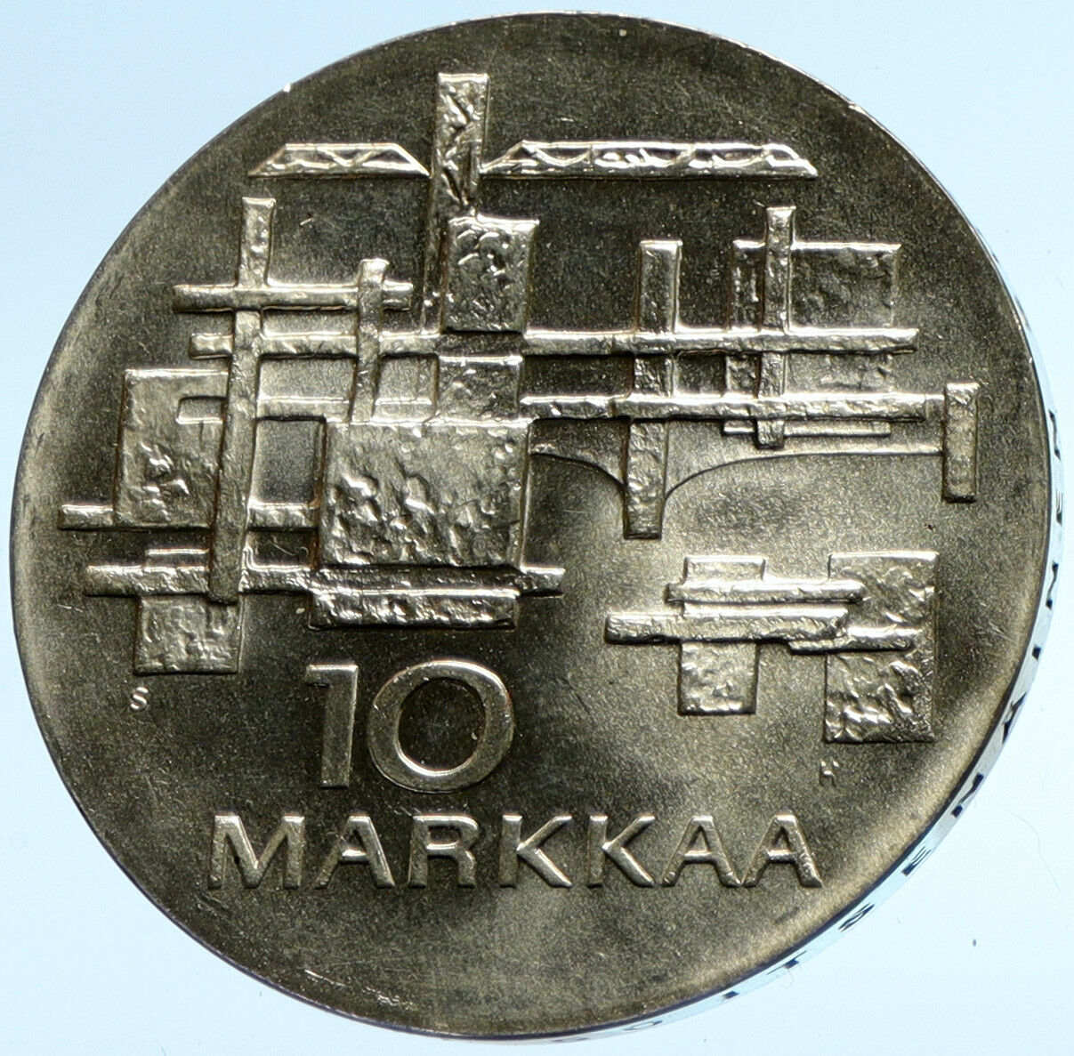 1967 FINLAND Geese Flying 50Y Independence OLD Silver 10 Markkaa Coin i104185