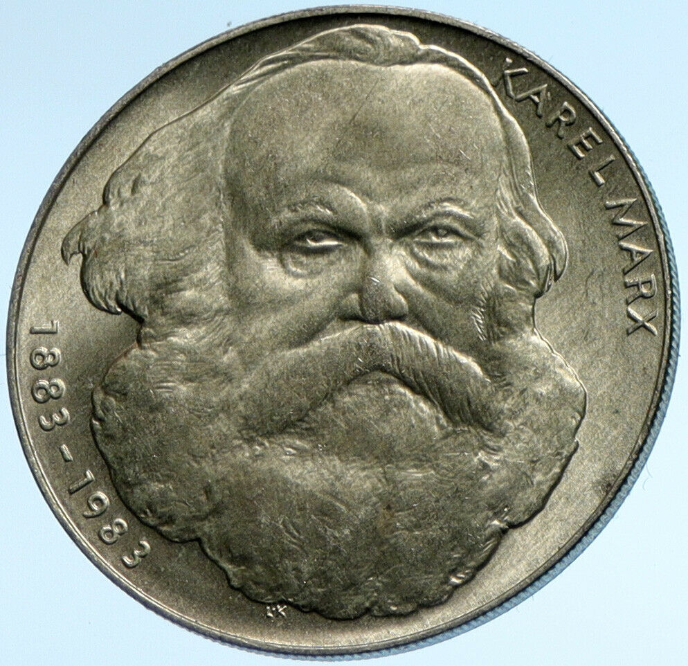 1983 CZECHOSLOVAKIA Czech Communist KARL MARX Old Silver 100 Korun Coin i104193