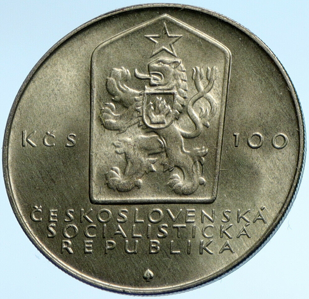 1983 CZECHOSLOVAKIA Czech Communist KARL MARX Old Silver 100 Korun Coin i104193