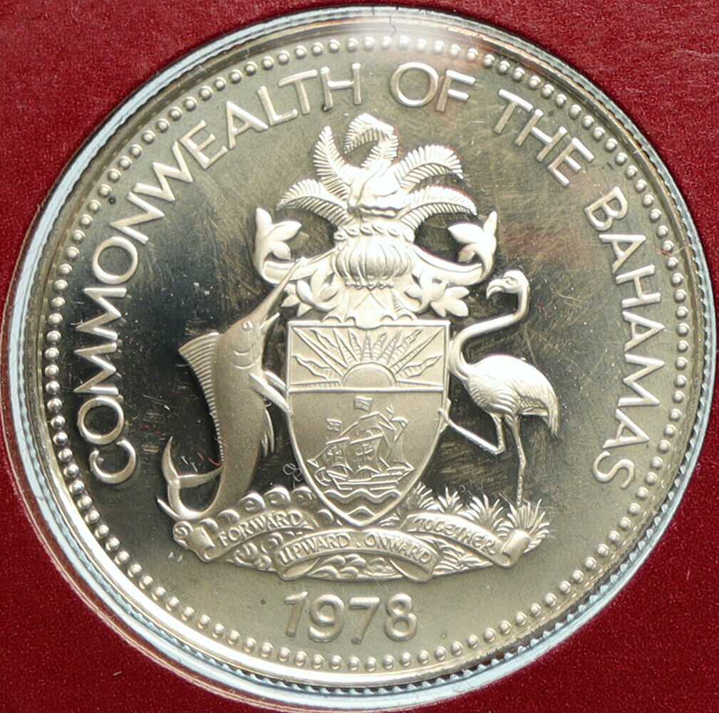 1978 BAHAMAS UK Queen Elizabeth II Marlin Proof Silver Coin 50 Cent Coin i103322