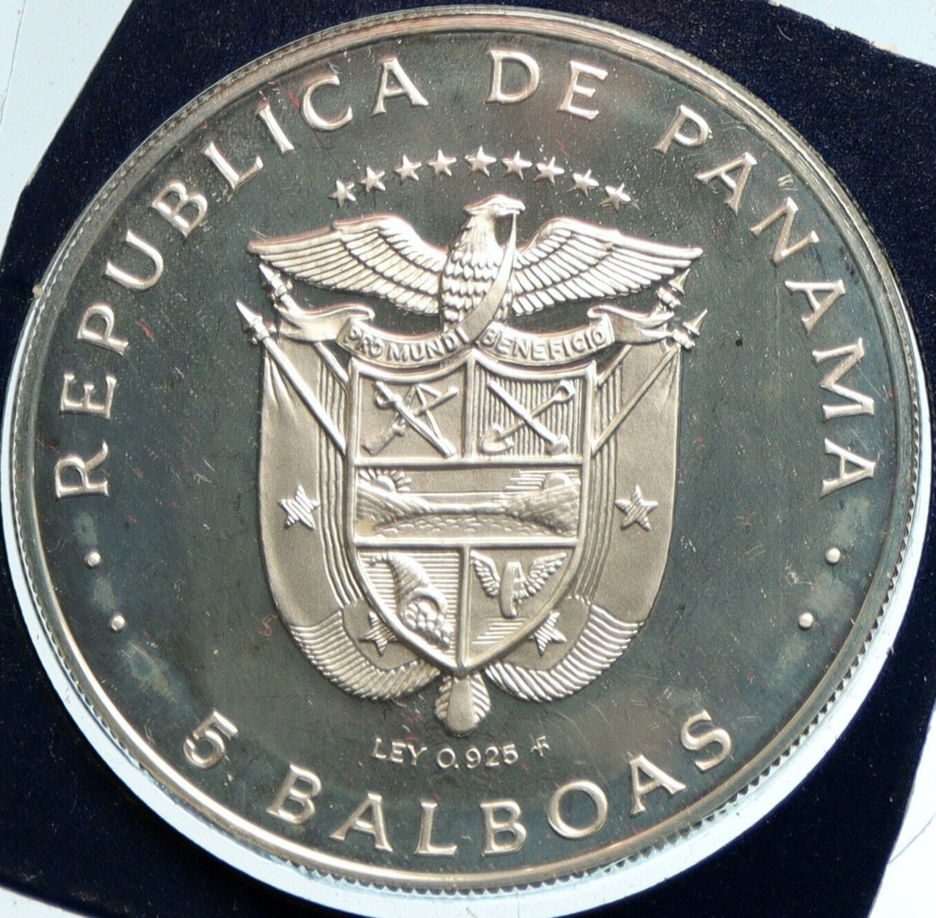 1976 PANAMA President Belisario Porras Politics PROOF SILVER 5 Bal Coin i103320