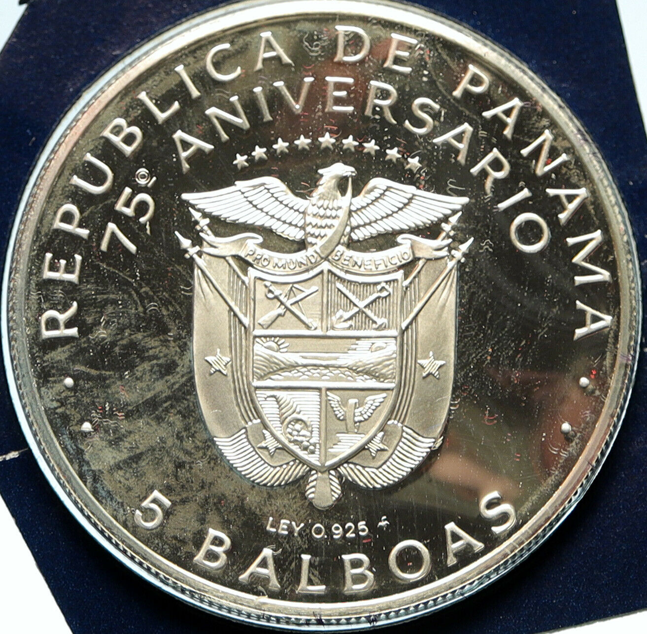 1978 PANAMA President Belisario Porras Politics PROOF SILVER 5 Balb Coin i103318