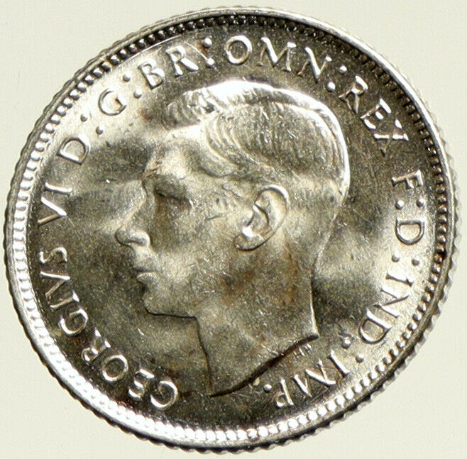 1943D AUSTRALIA King George VI Kangaroos Antique Silver Sixpence Coin i104216