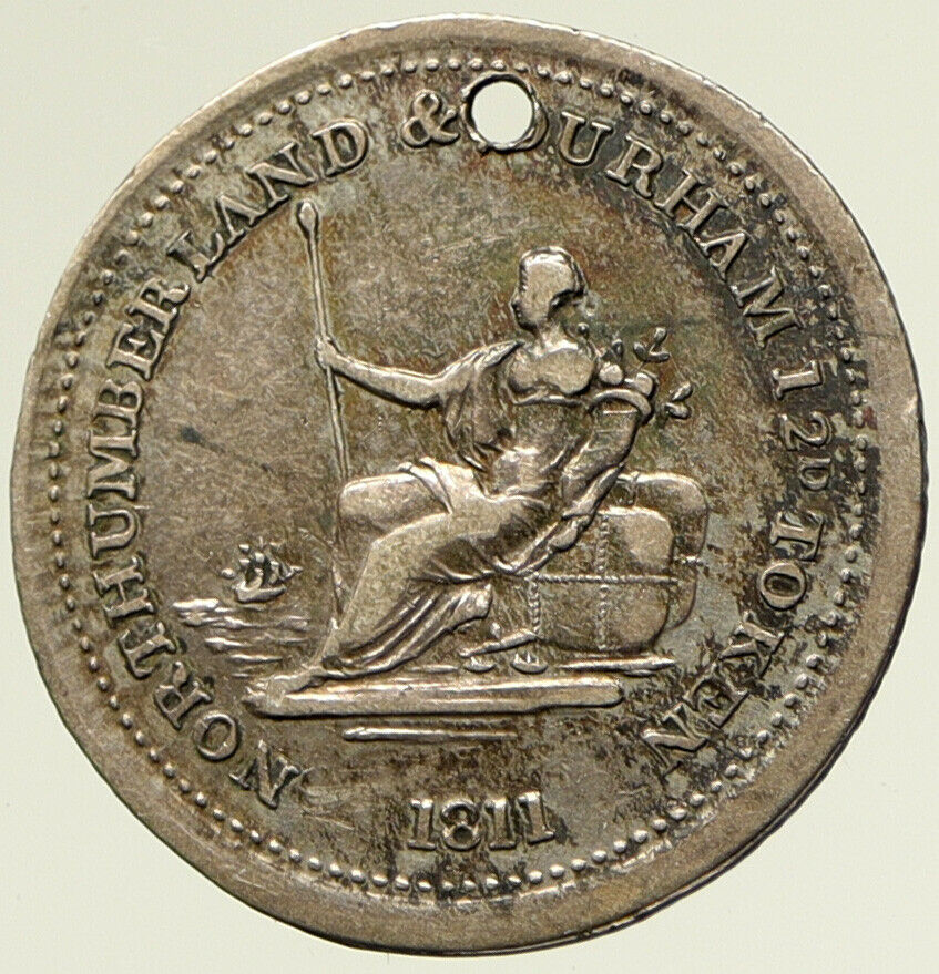 1811 GREAT BRITAIN England ROBERTS Newcastle SILVER Shilling Token Coin i104206