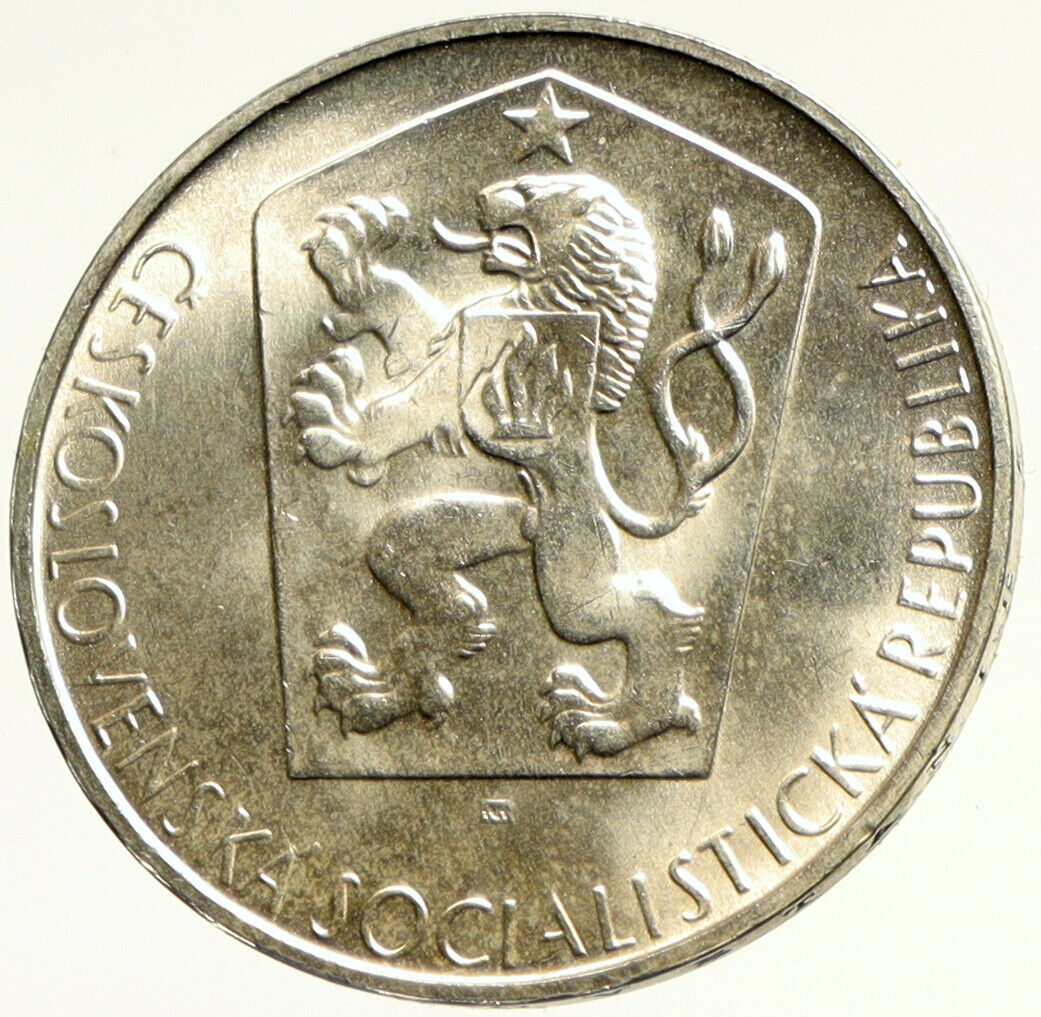 1964 CZECH REPUBLIC Three Hands Linden Old Genuine Silver 10 Korun Coin i104217