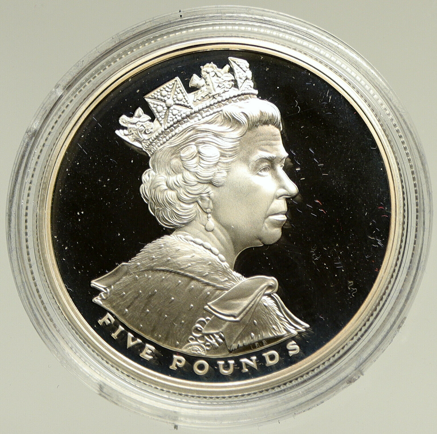 2002 GREAT BRITAIN Queen Elizabeth II Jubilee PROOF SILVER 5 Pound Coin i104201