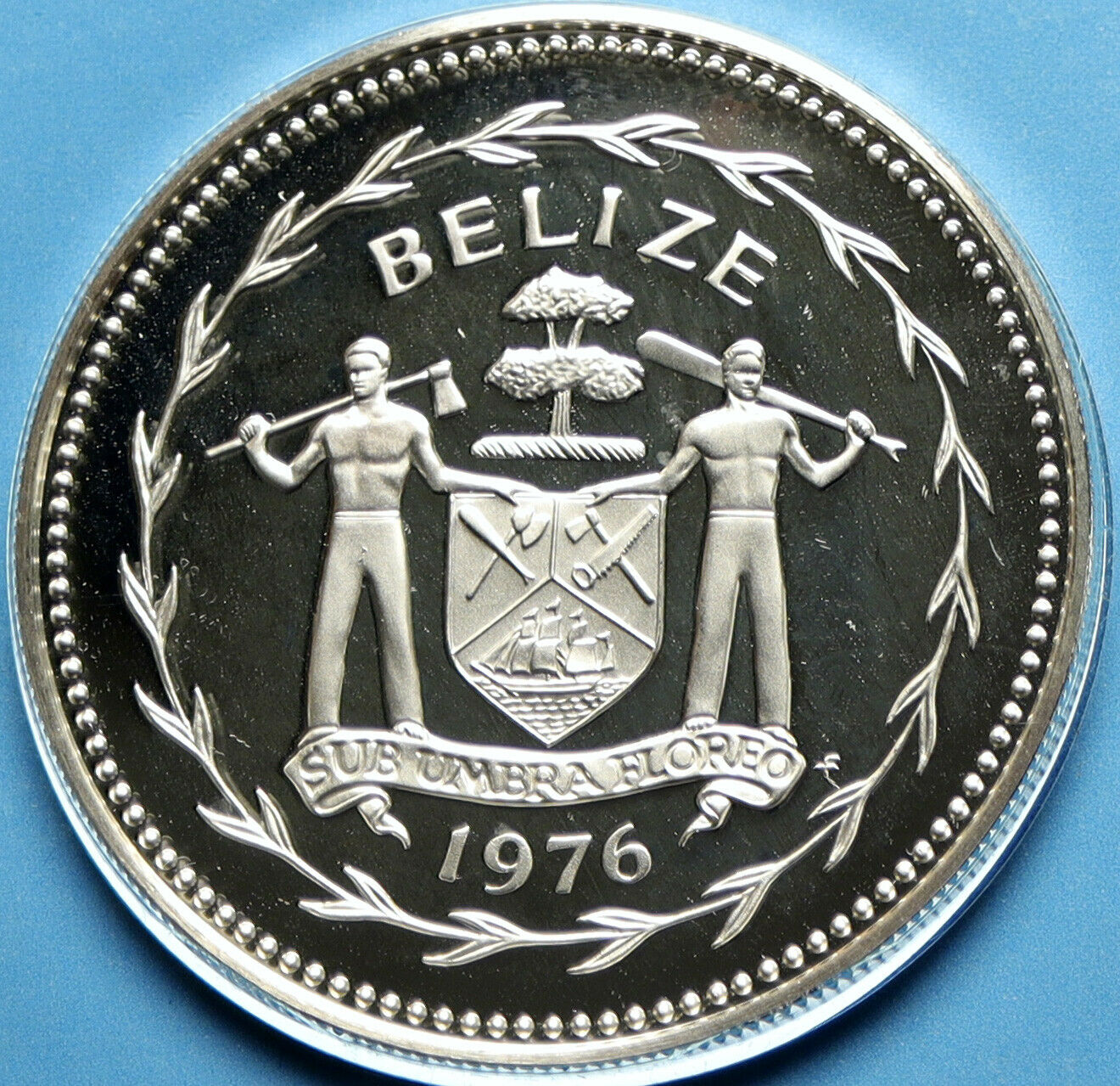 1976 BELIZE Avifauna Toucan BIRD Antique VINTAGE Proof Silver $5 Coin i104056