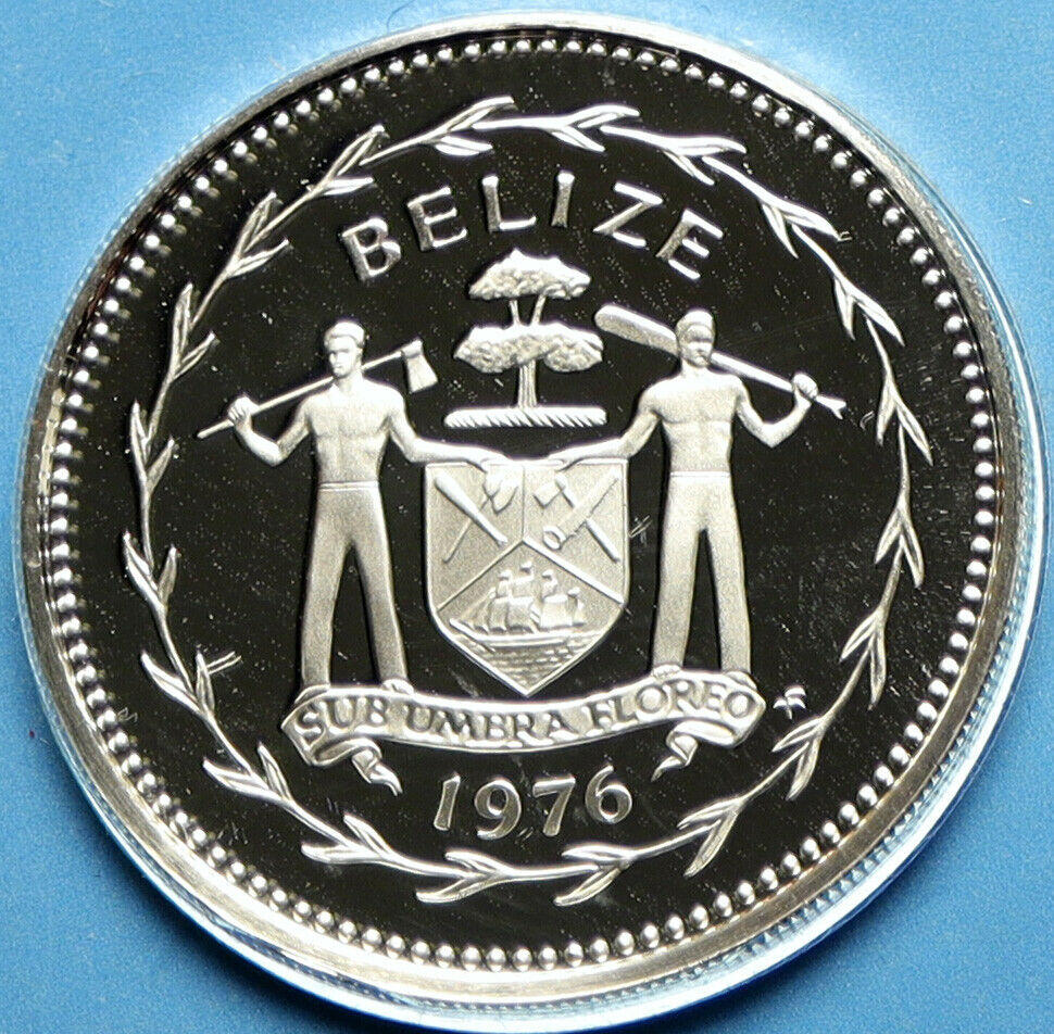 1976 BELIZE Avifauna FRIGATE BIRDS Old VINTAGE Proof Silver 50 Cent Coin i104057