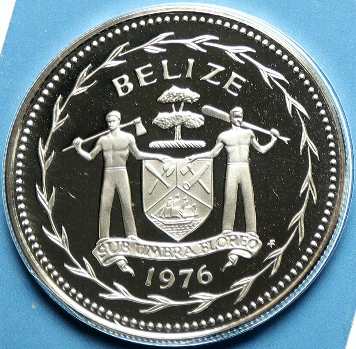 1976 BELIZE Avifauna Scarlet Macaw BIRD Old VINTAGE Proof Silver $1 Coin i104054