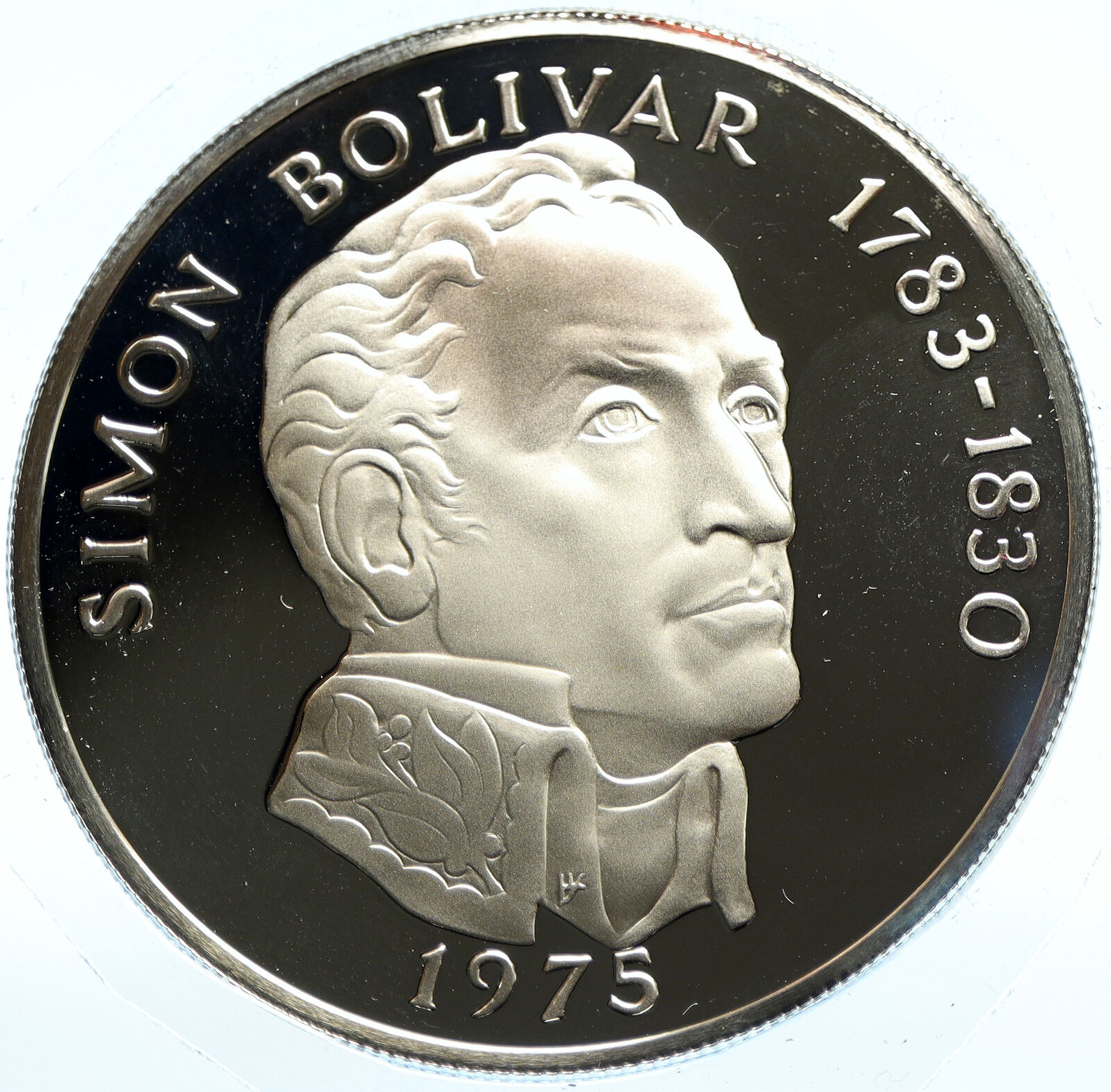 1975 PANAMA Huge Proof Silver 3.8oz 20 Balboas Coin SIMON BOLIVAR Medal i104073