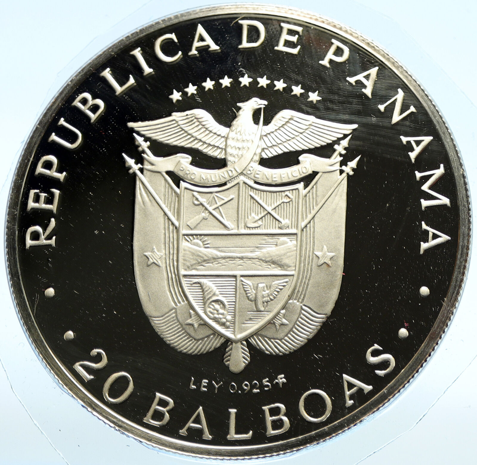 1975 PANAMA Huge Proof Silver 3.8oz 20 Balboas Coin SIMON BOLIVAR Medal i104073