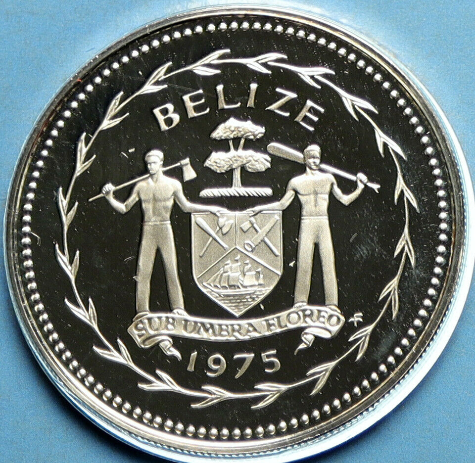 1975 BELIZE Avifauna FRIGATE BIRDS Old VINTAGE Proof Silver 50 Cent Coin i104053