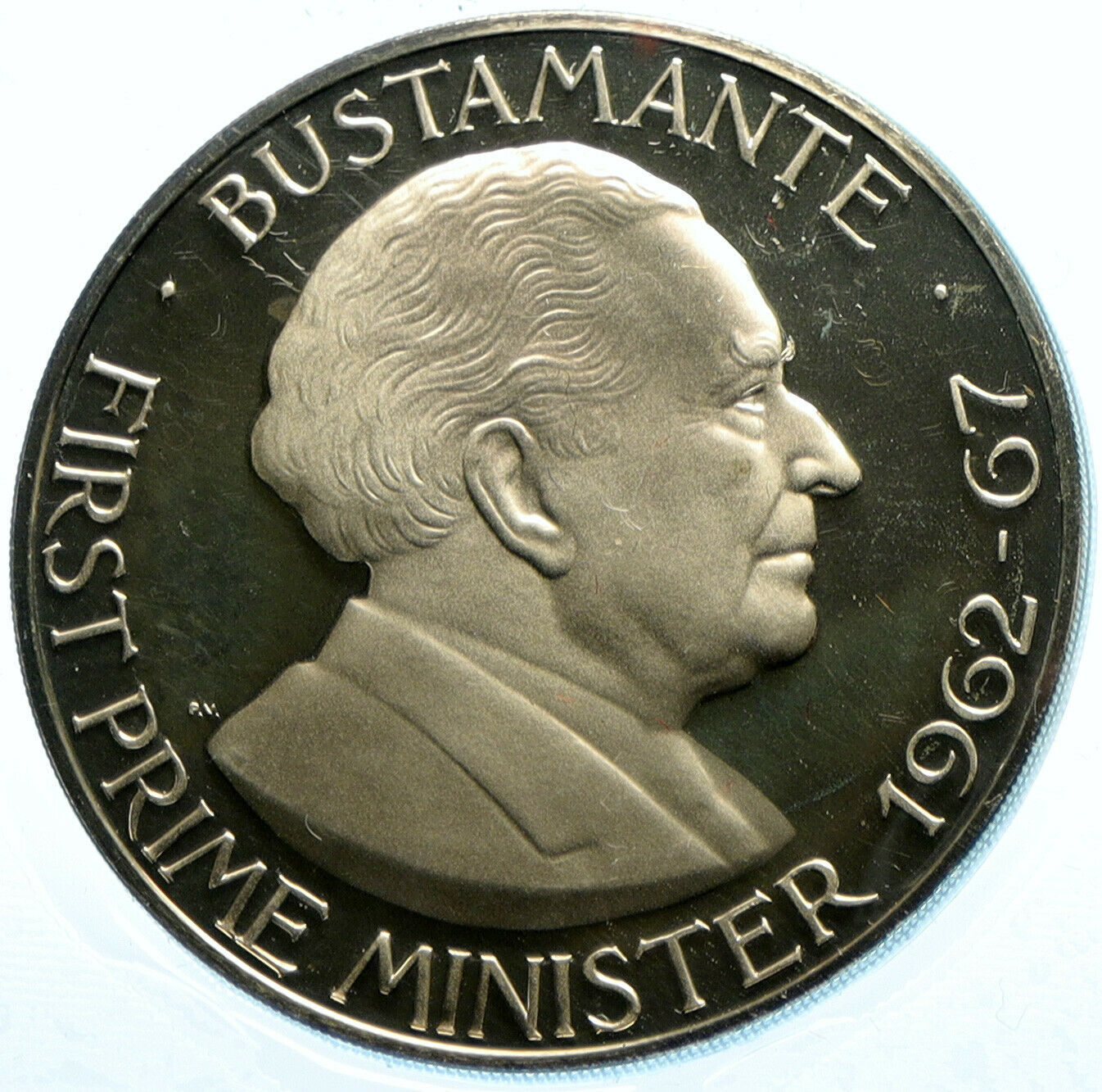 1974 JAMAICA First Prime Minister BUSTAMANTE Vintage Proof Dollar Coin i104070