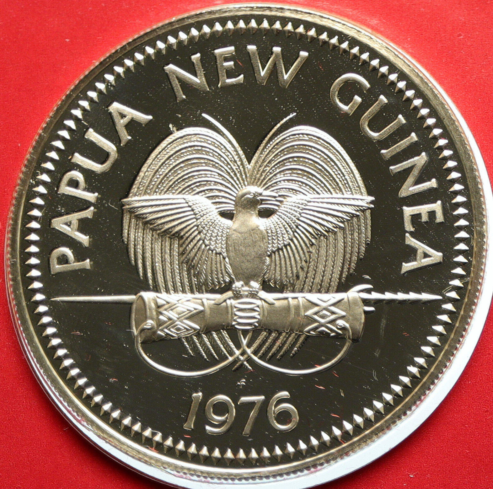 1976 PAPUA NEW GUINEA Large Exotic Bird OLD Proof Silver 10 Kina Coin i104068