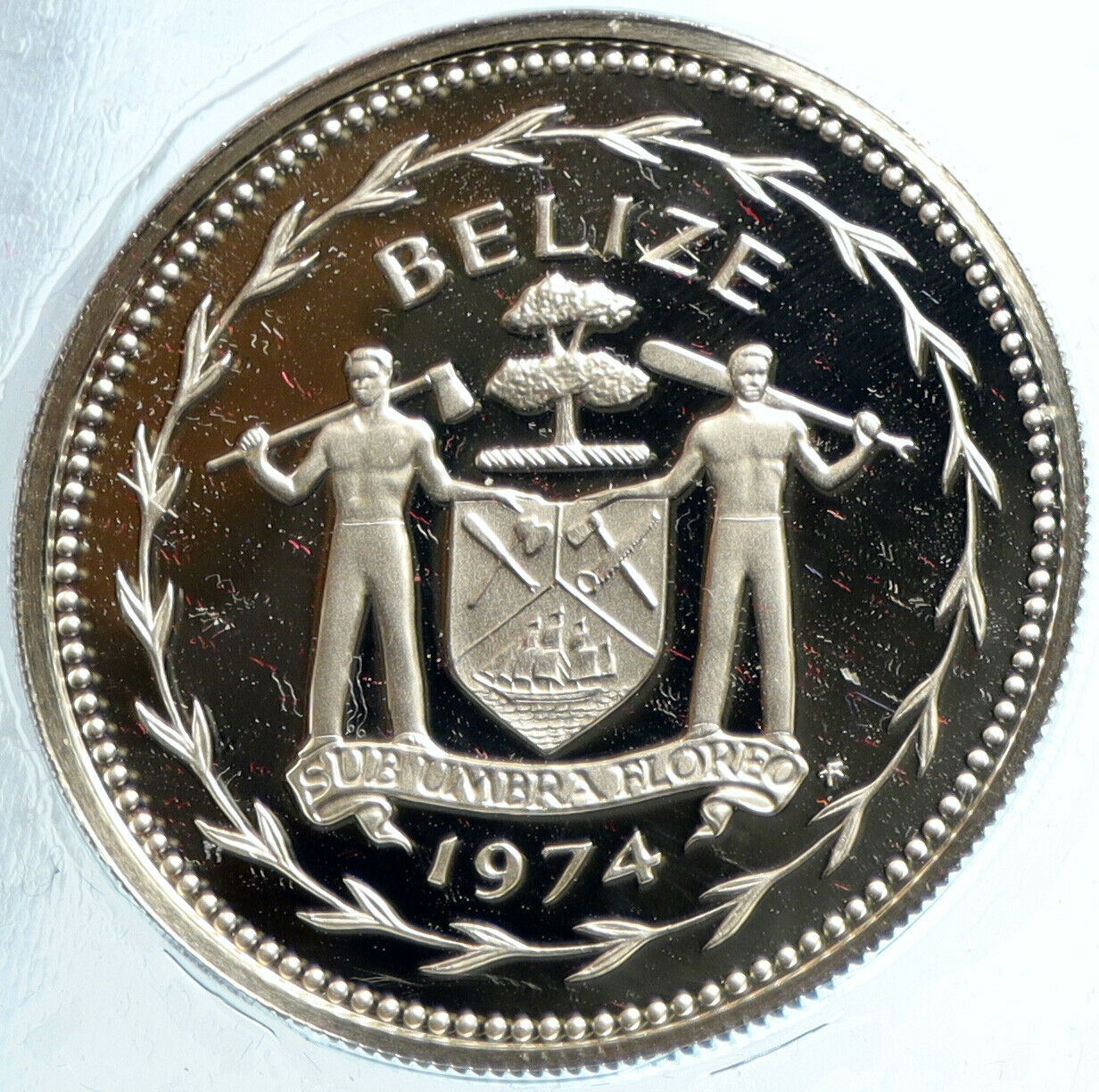 1974 BELIZE Avifauna Scarlet Macaw BIRD Old VINTAGE Proof Silver $1 Coin i103967