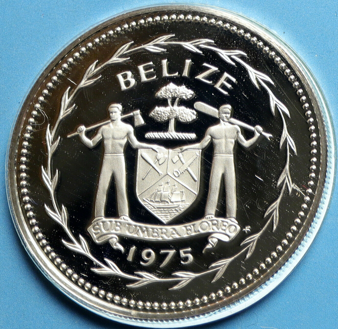 1975 BELIZE Avifauna Toucan BIRD Antique VINTAGE Proof Silver $5 Coin i103960