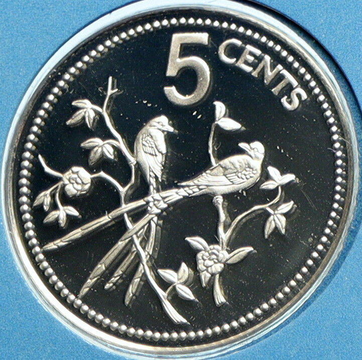 1976 BELIZE Avifauna FORK TAILED FLYCATCHER BIRD Proof Silver 5Cent Coin i104129