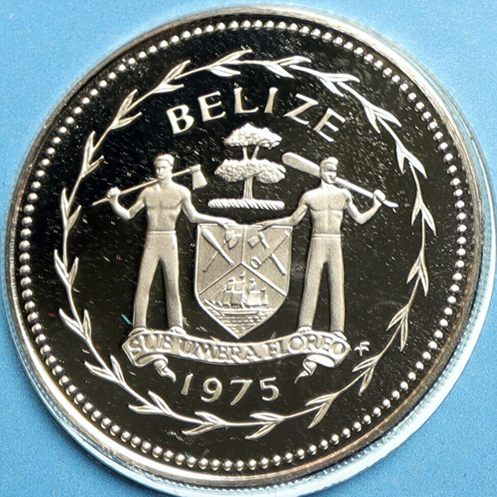 1975 BELIZE Avifauna FRIGATE BIRDS Old VINTAGE Proof Silver 50 Cent Coin i104123